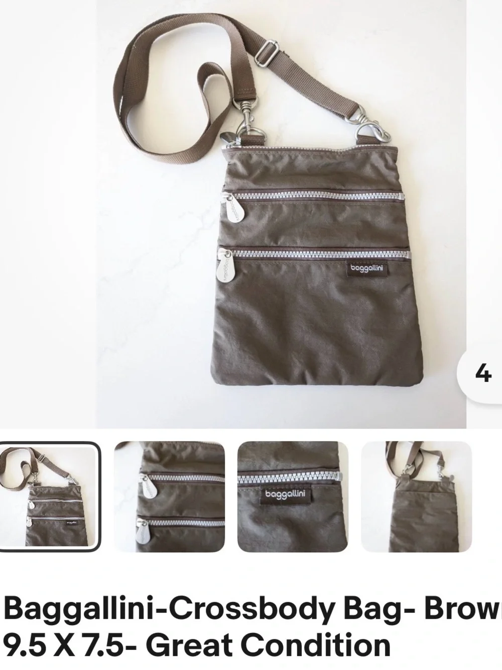 Baggallini Nylon Multi-Pocket Crossbody Travel Bag with Removable Strap